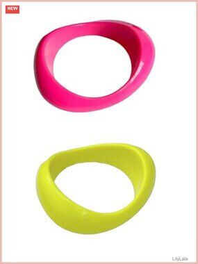 Acrylic Resin Neon Bangle Bracelets Set Chunky Geometric Wristbands for Women